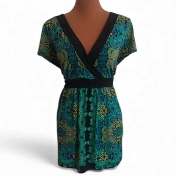 Apt. 9 Retro Floral Short Sleeve Top Size XL Deep V-Neck Multicolor Floral Top - Picture 1 of 15